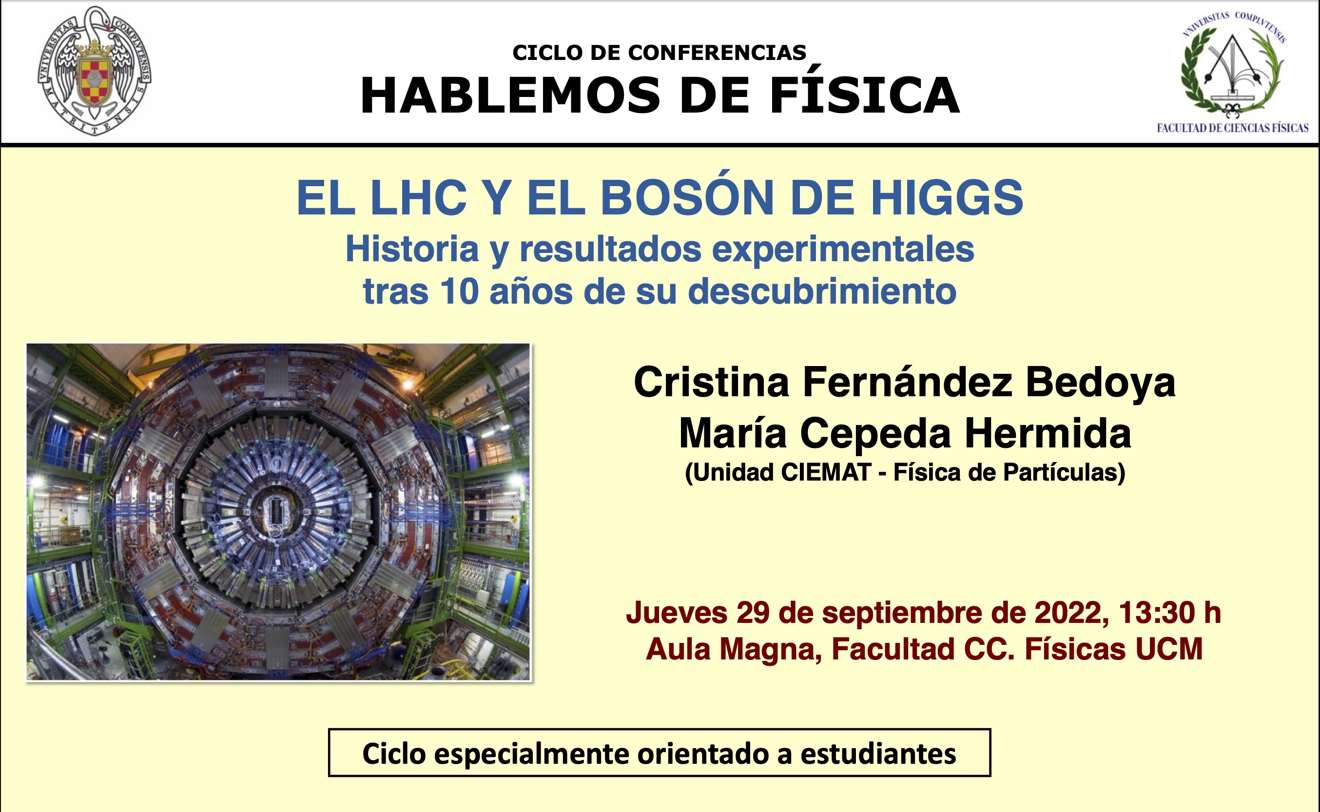Conferencia Hablemos de Física: El LHC y el Bosón de Higgs - 29/09/2022