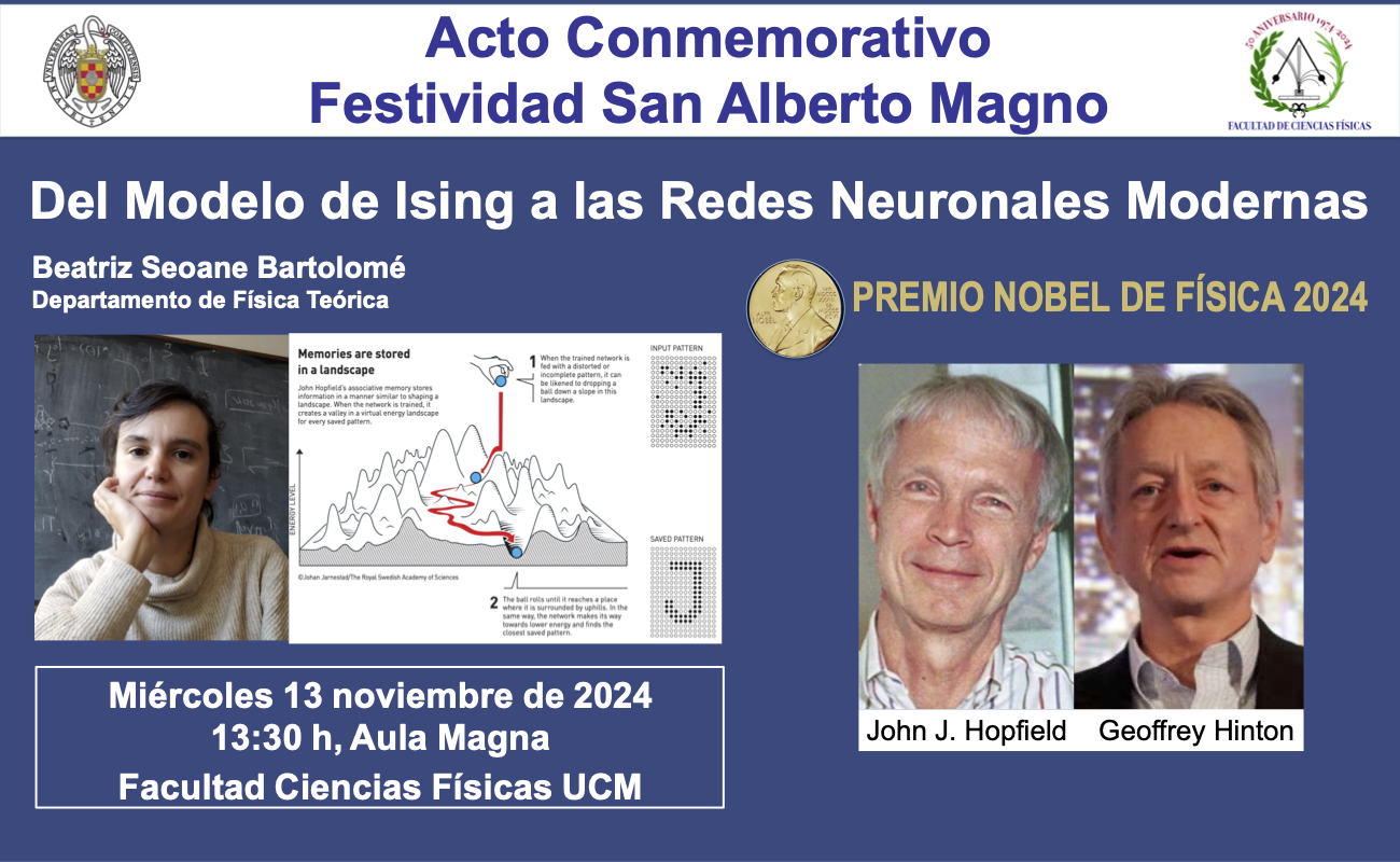 Charla sobre el Premio Nobel de Física 2024, miércoles 13 de noviembre, 13:30 M1