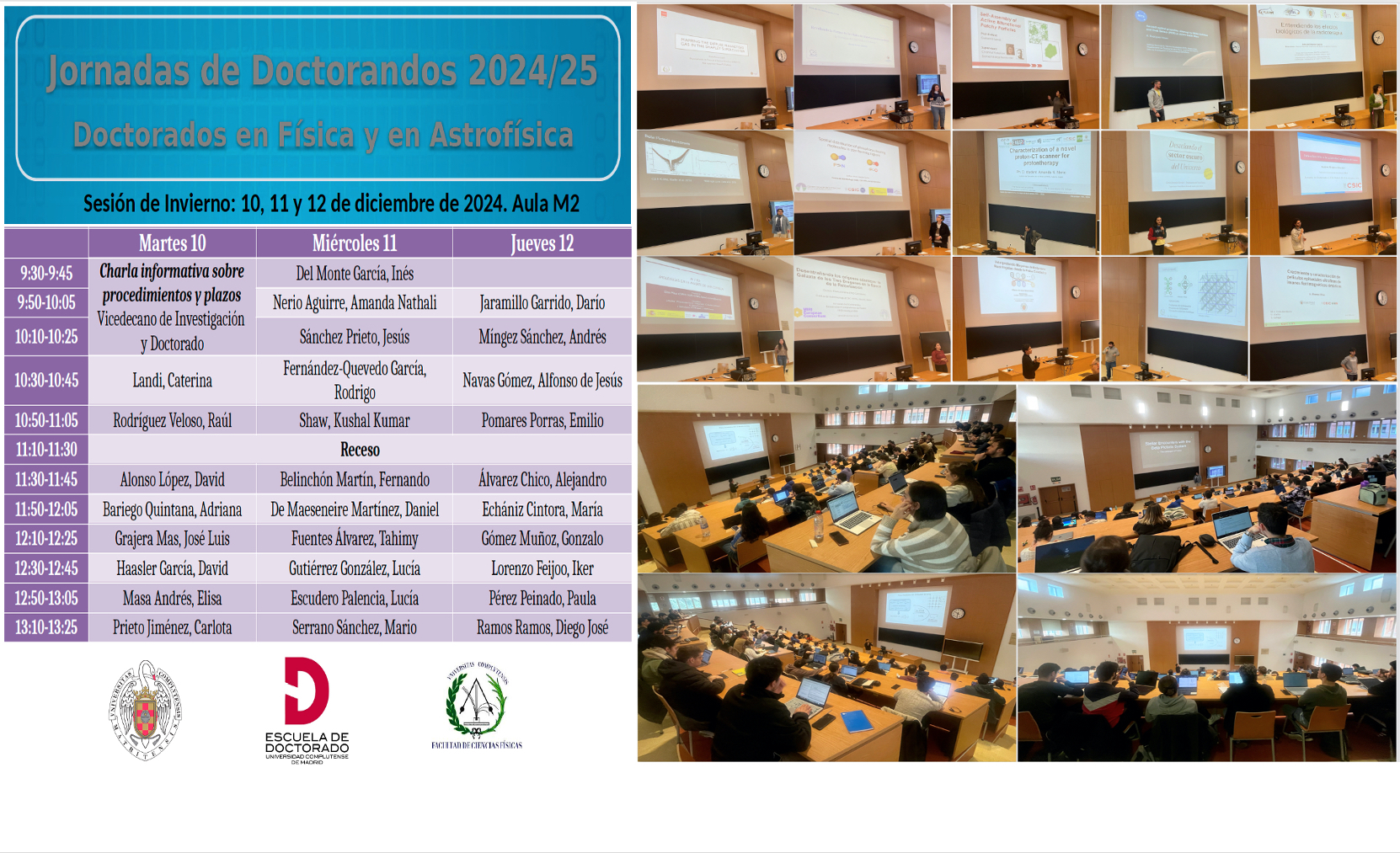 Jornadas de Doctorandos - Curso 2024-2025 - Sesión de invierno: 10-12 dic 2024