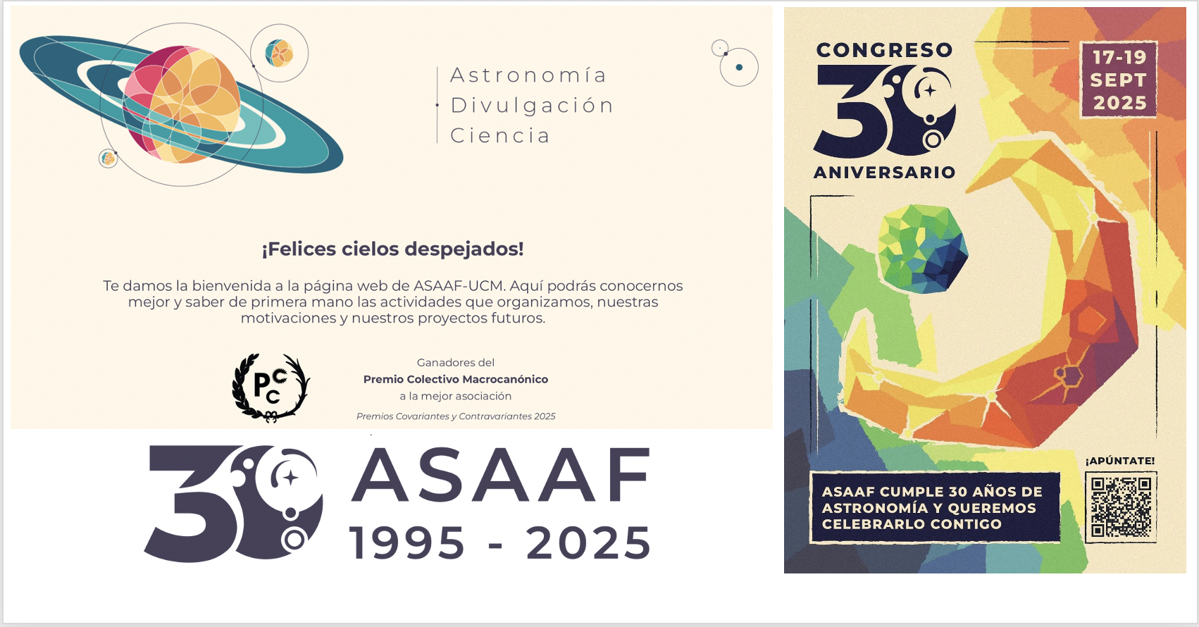Congreso 30 Aniversario - ASAAF-UCM - 17, 18 y 19 de sep en la M1