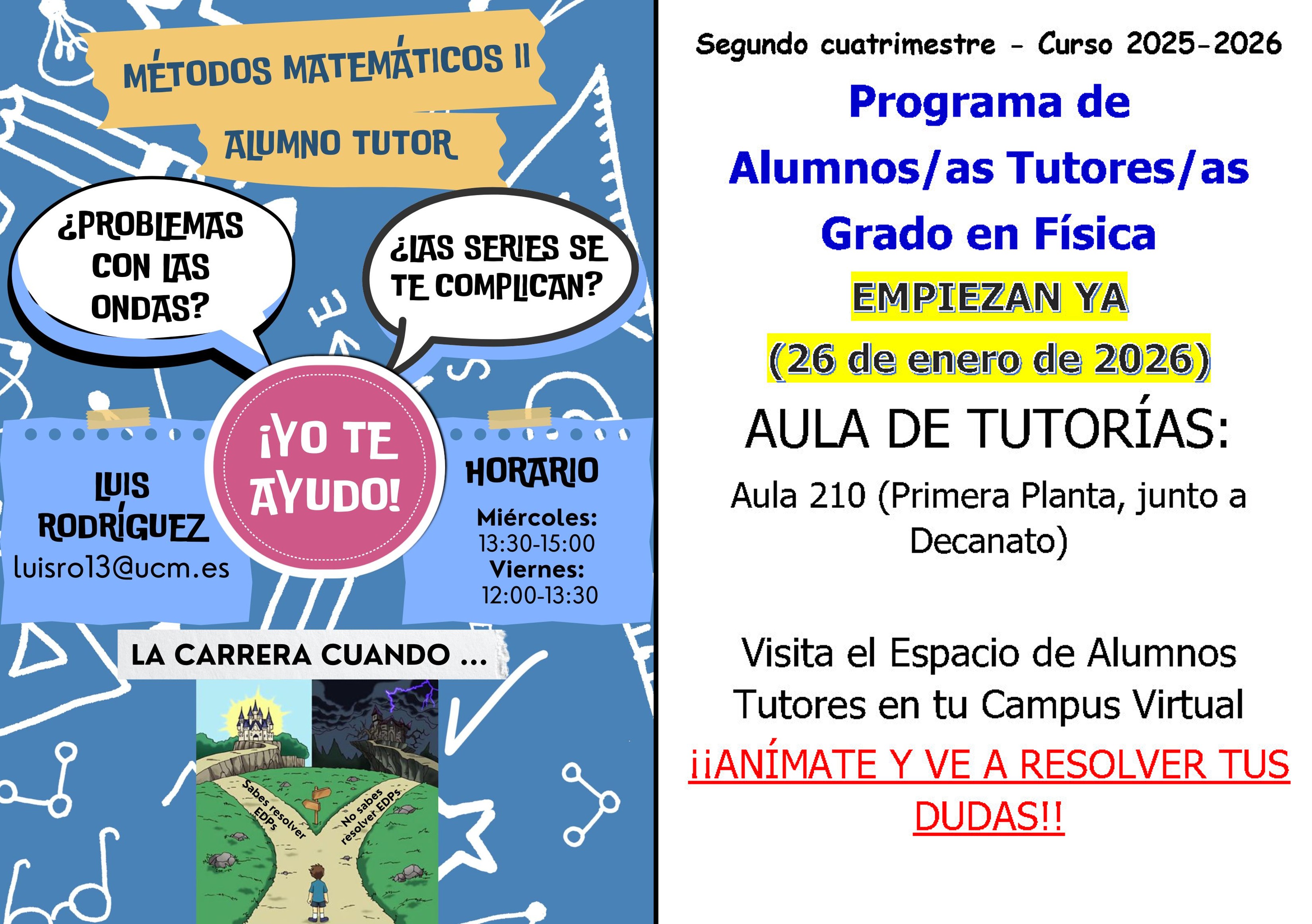 Las tutorías empiezan el 26 de enero (2º cuat.)