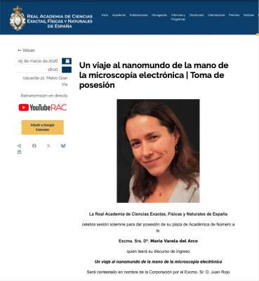 Toma de posesión como Académica de Número de la RACiencias de María Varela del Arco